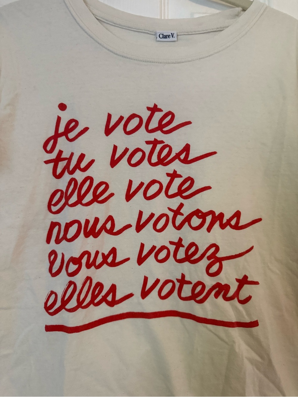 Clare V. When We All Vote Cream Tee, size Small - Picture 4 of 6